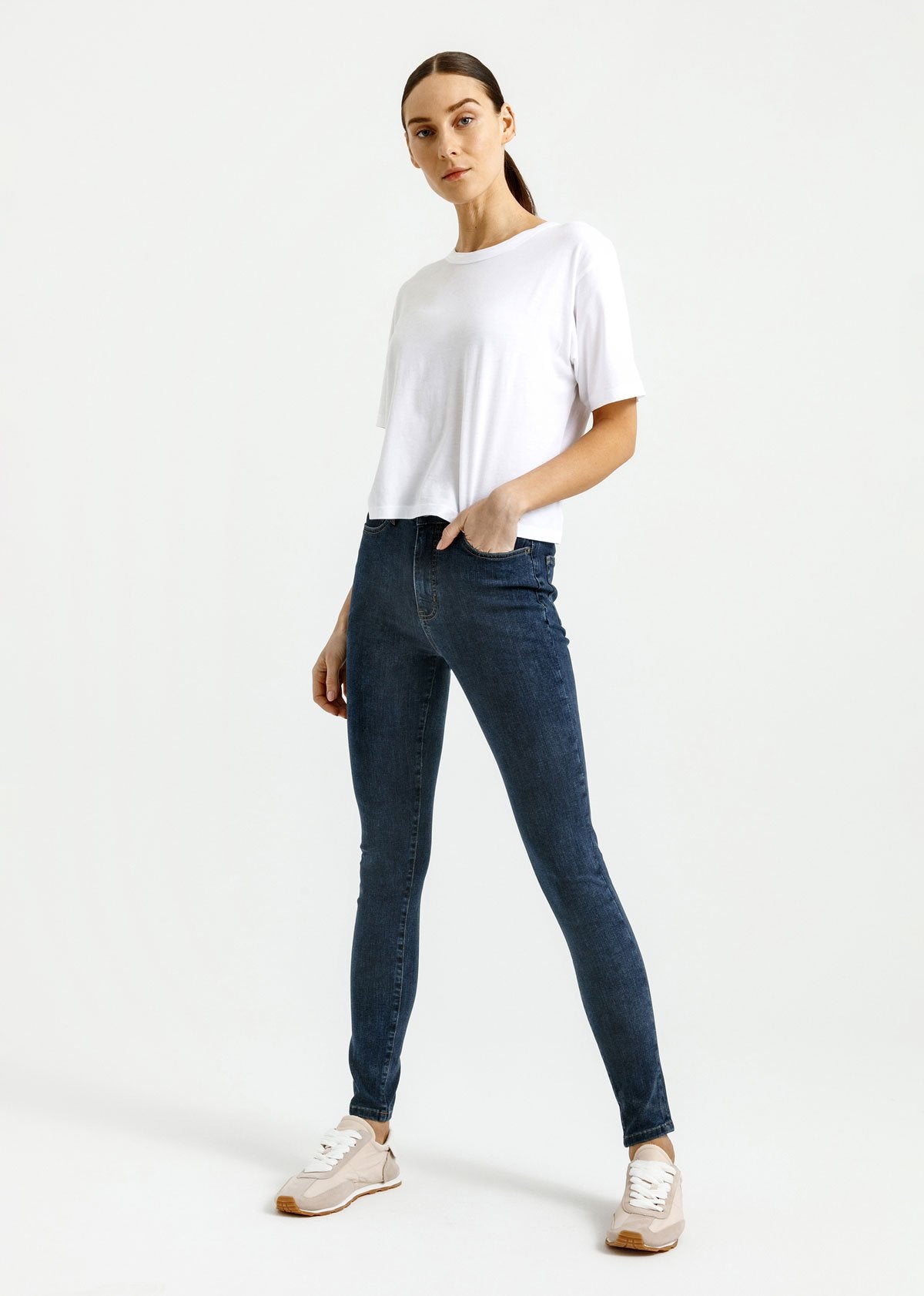 Women's Dark Blue High Rise Skinny Fit Stretch Jeans
