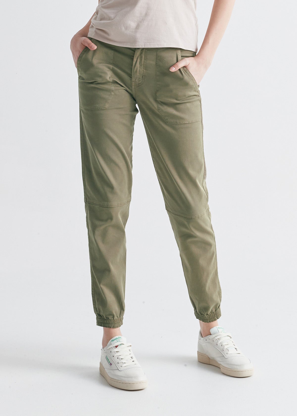 womens high rise green athletic jogger front