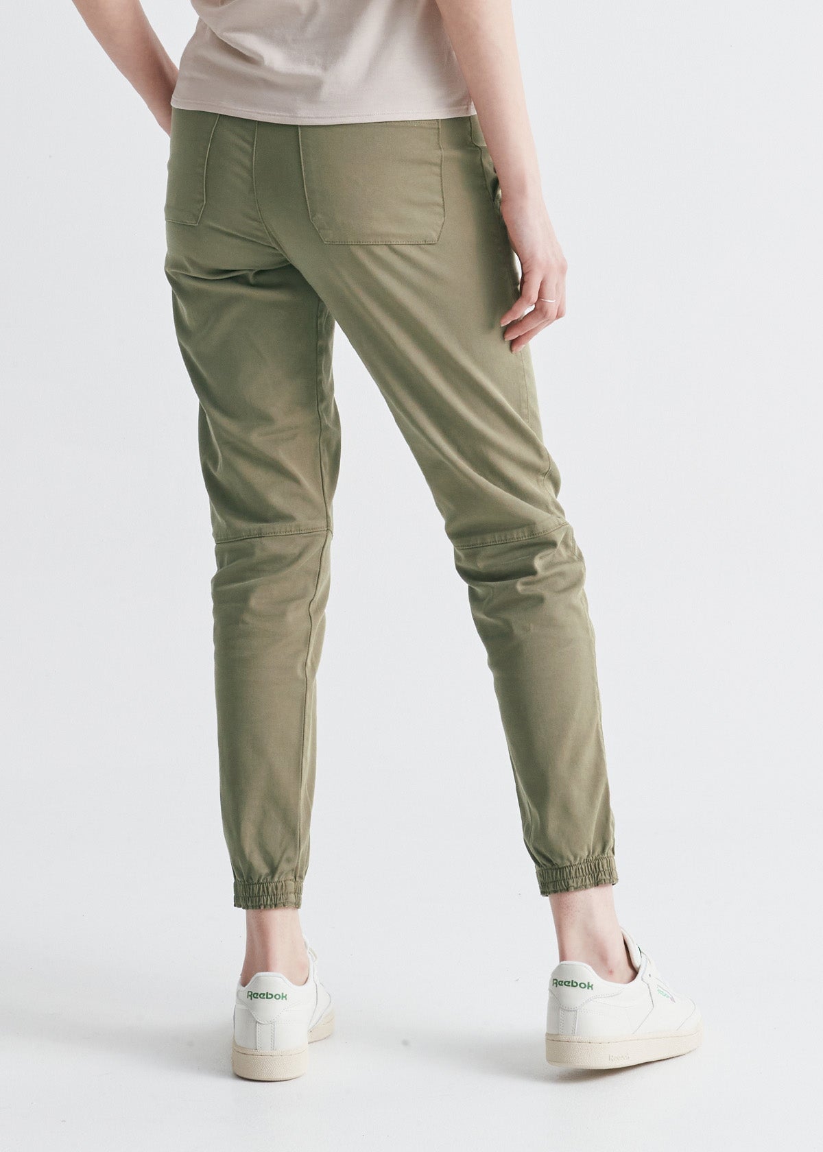 womens high rise green athletic jogger back