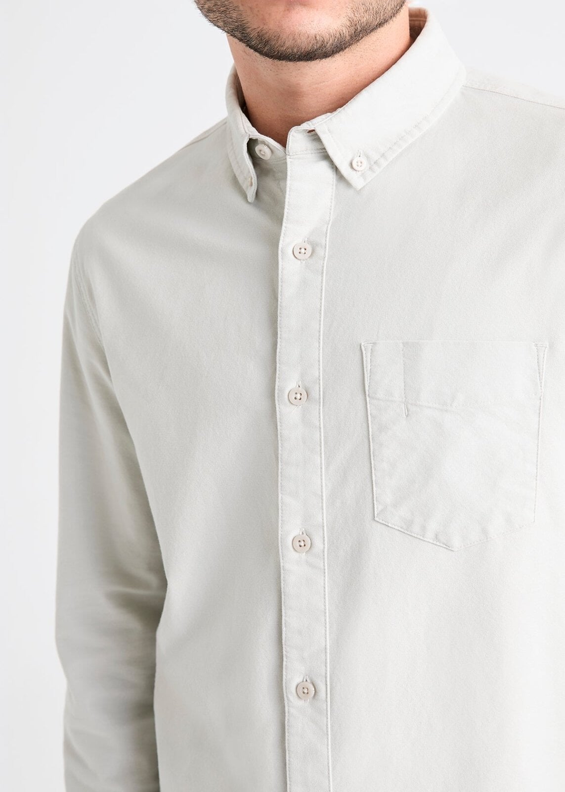 mens off-white stretch button down shirt buttons and chest pocket detail