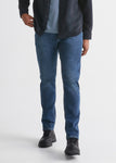 mens light wash relaxed fit fleece stretch jeans front