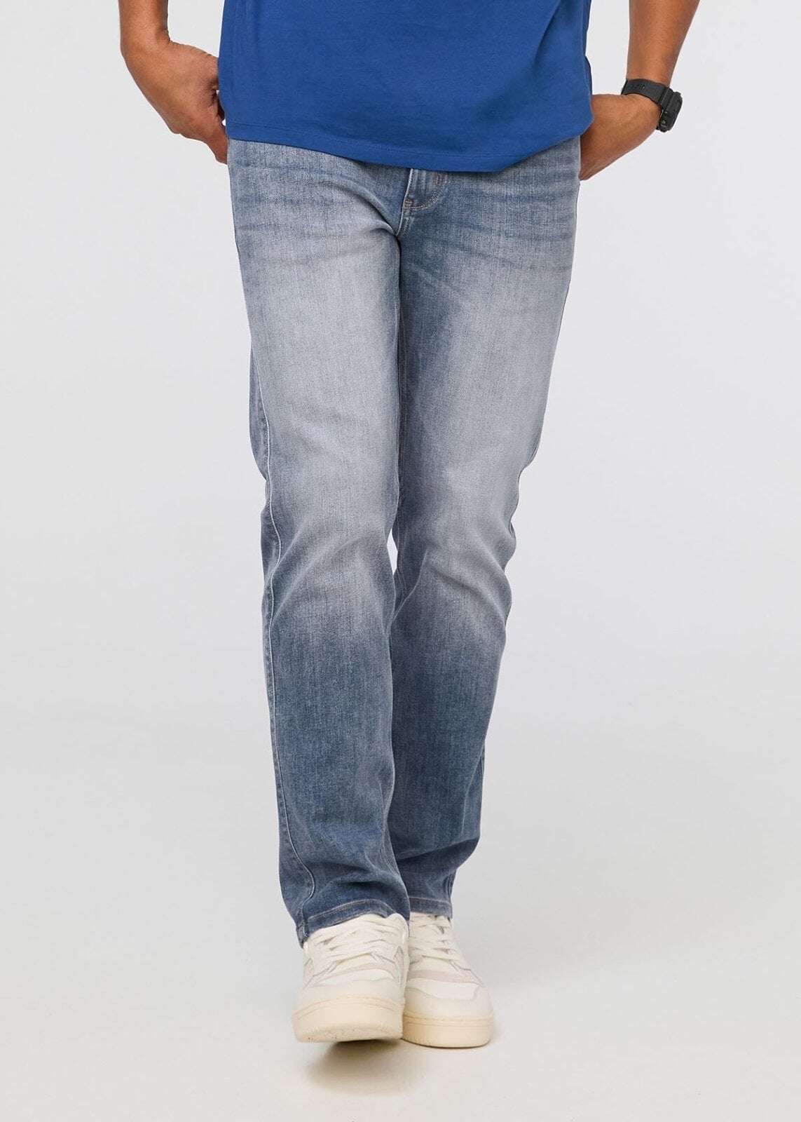 mens faded straight fit stretch jeans front