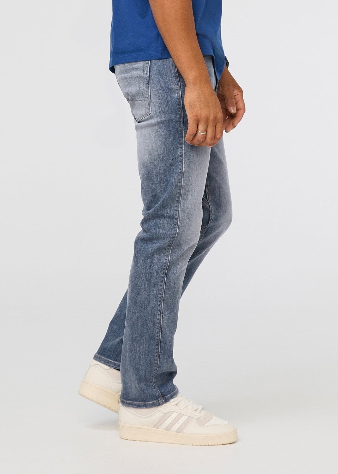 mens faded straight fit stretch jeans side