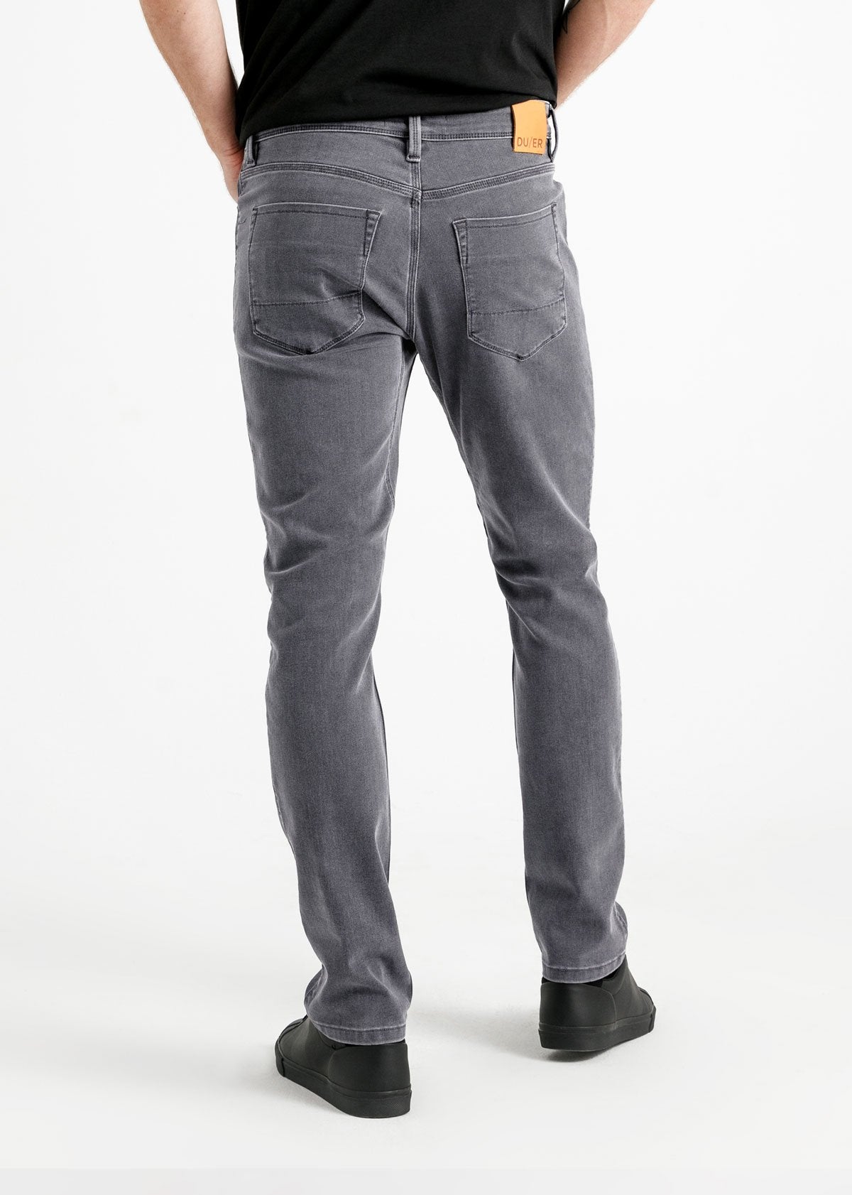 grey slim fit stretch jeans back