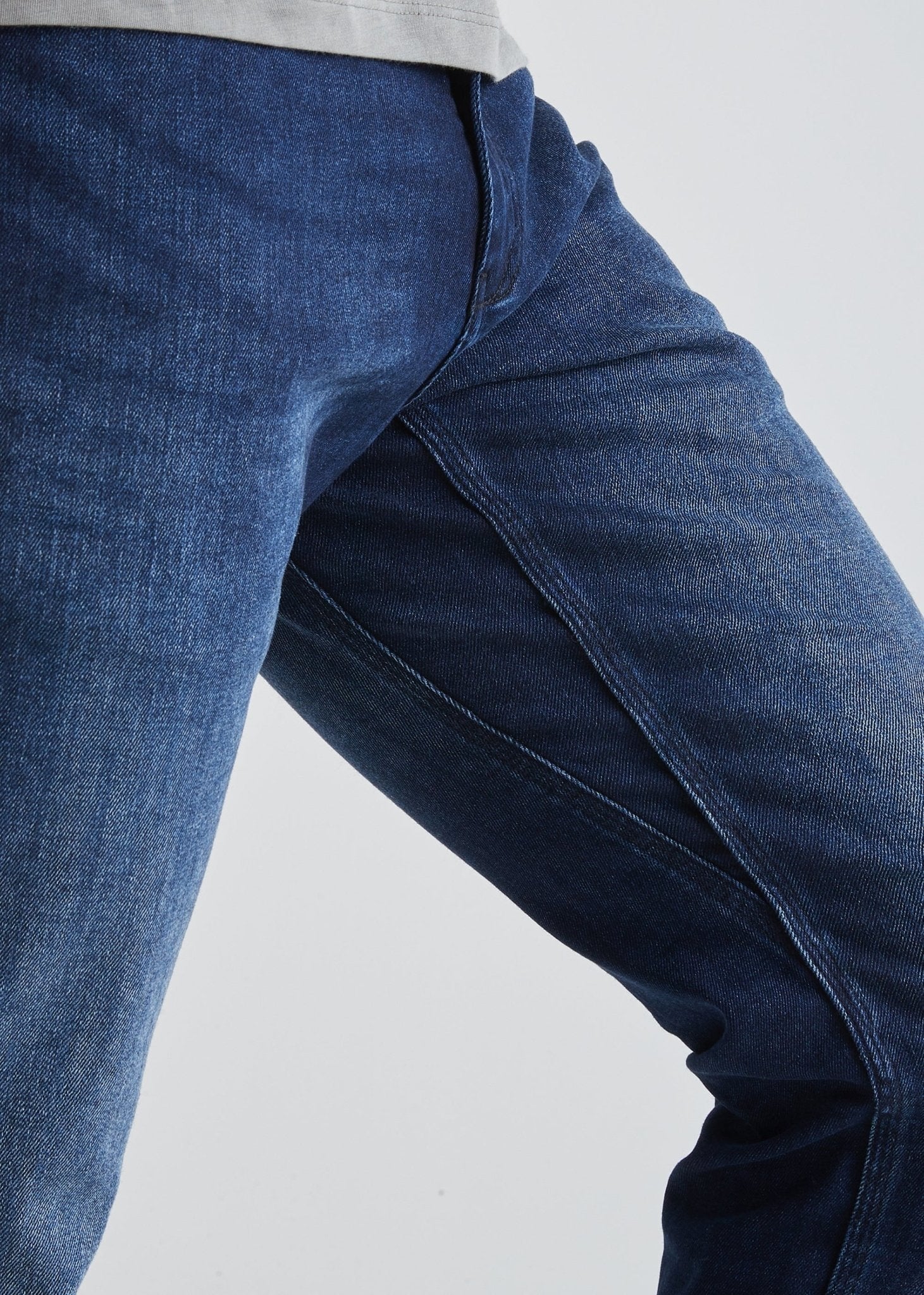 mens blue slim fit water resistant stretch jeans gusset detail
