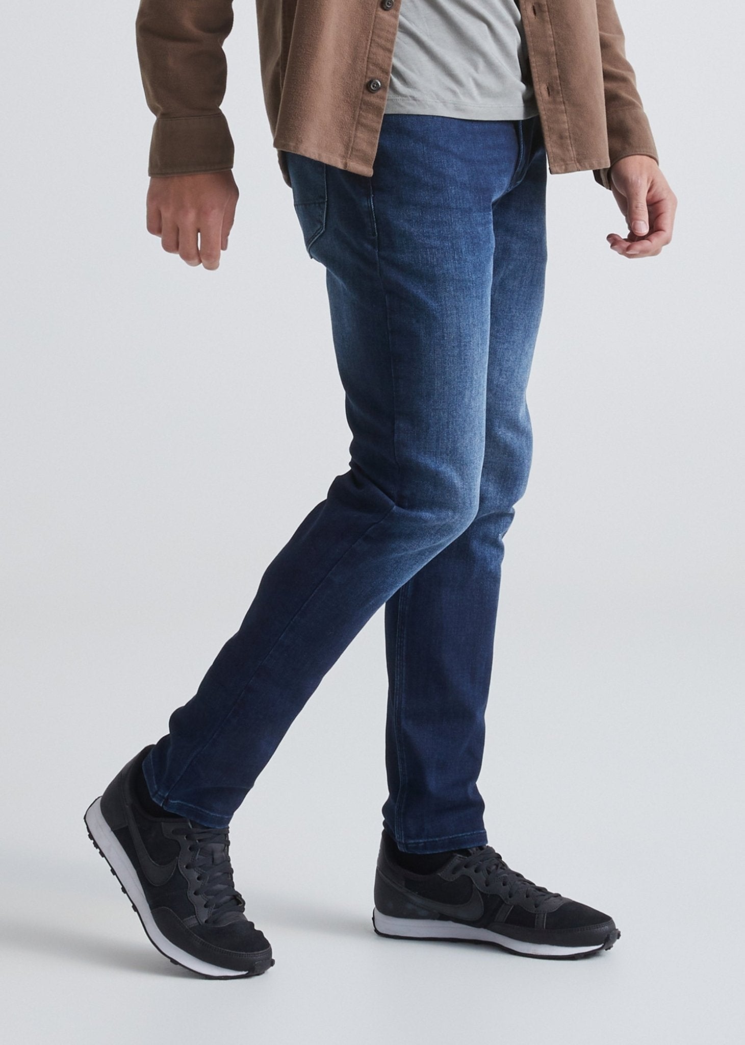 mens blue slim fit water resistant stretch jeans side