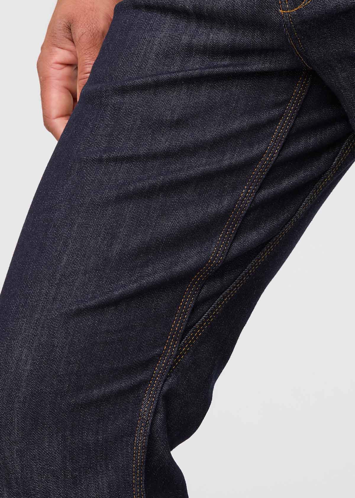 Men's Dark Blue Athletic Straight Fit Stretch Jeans