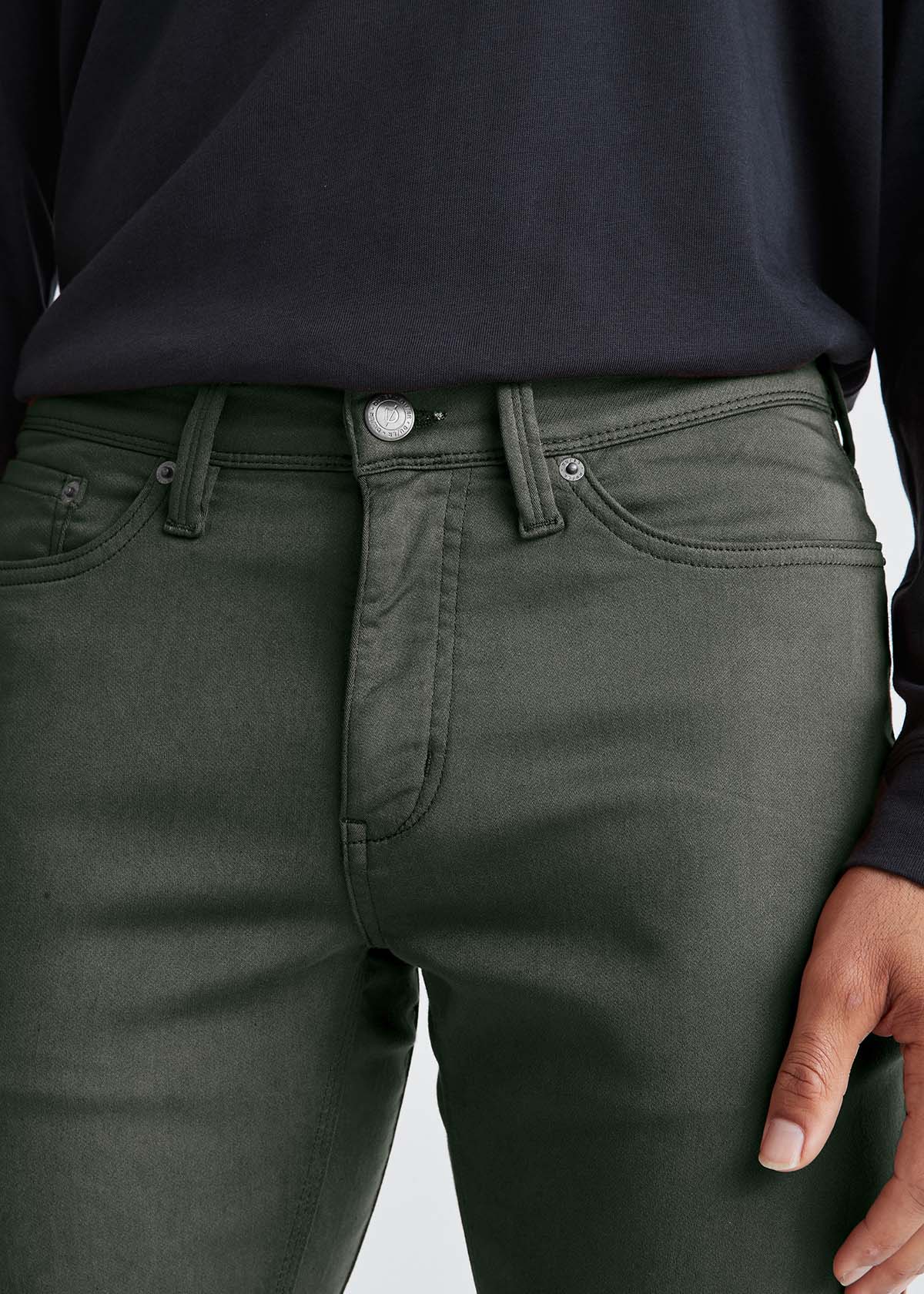 mens dark green slim fit dress sweatpant front waistband detail