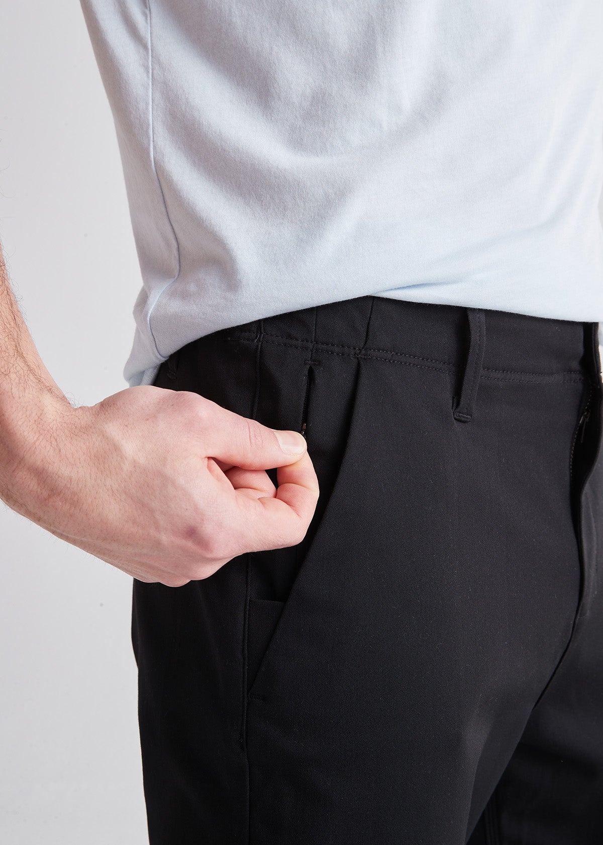 Men's Straight Fit Black Stretch Dress Pant Pocket Detail