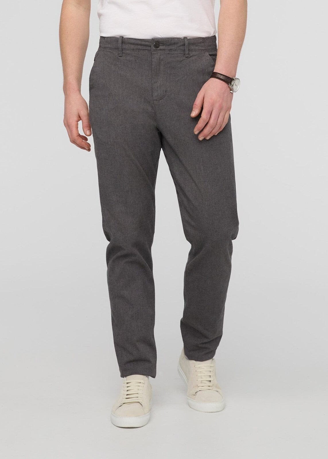 mens stretch heather grey chino pants front
