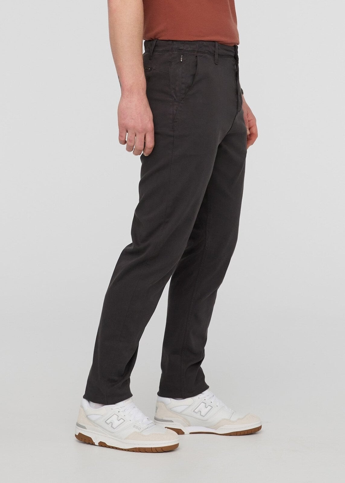 Men's Charcoal Grey Cuffed Slim Fit Trousers – Threadbare
