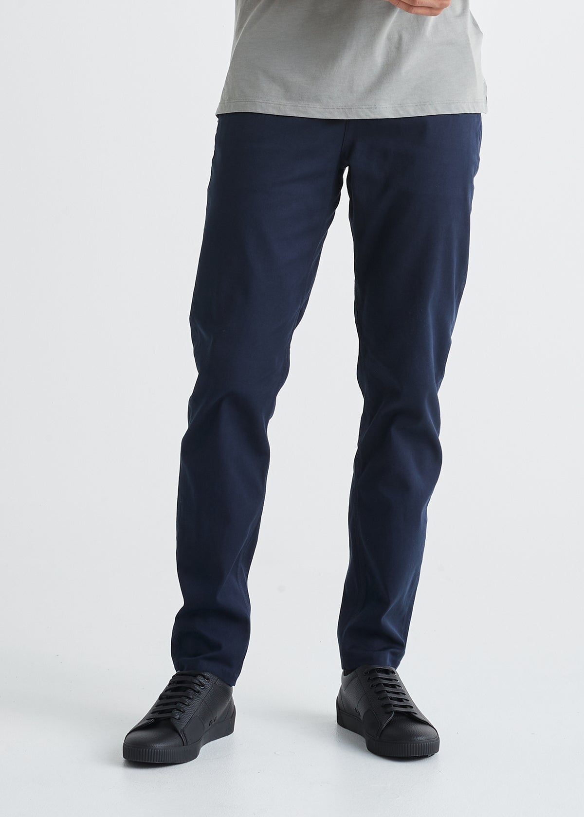 mens stretch deep blue chino pants front