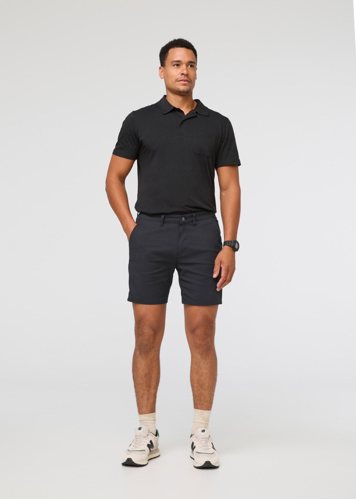 mens black golf shorts full body