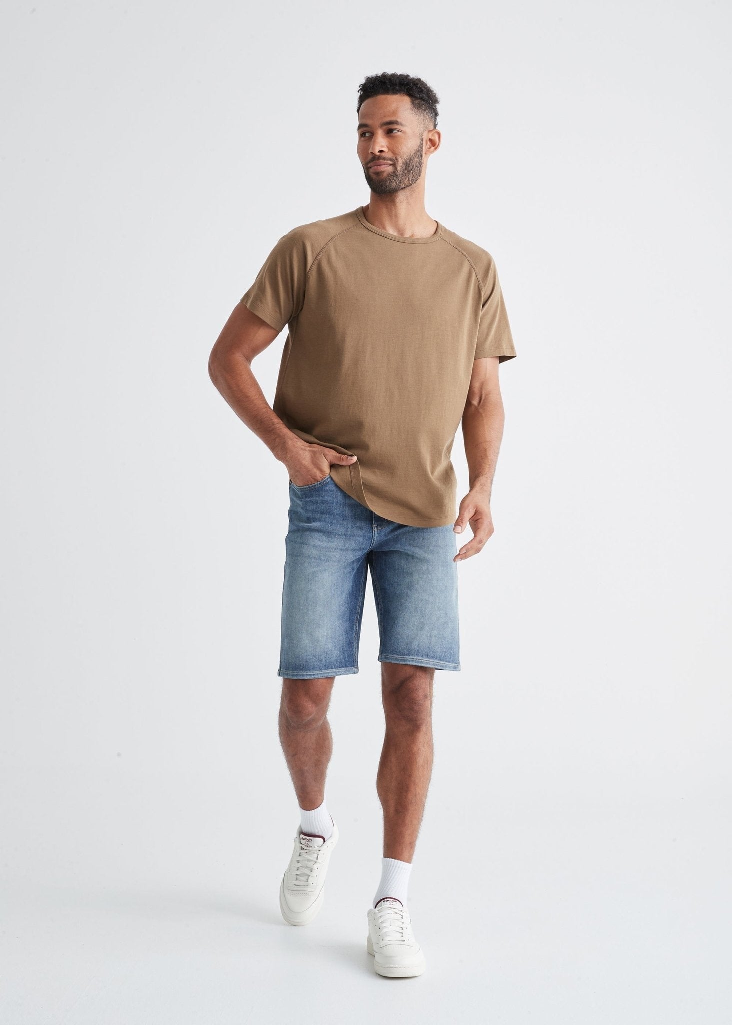 Men's Medium Wash Slim Fit Stretch Jean Shorts