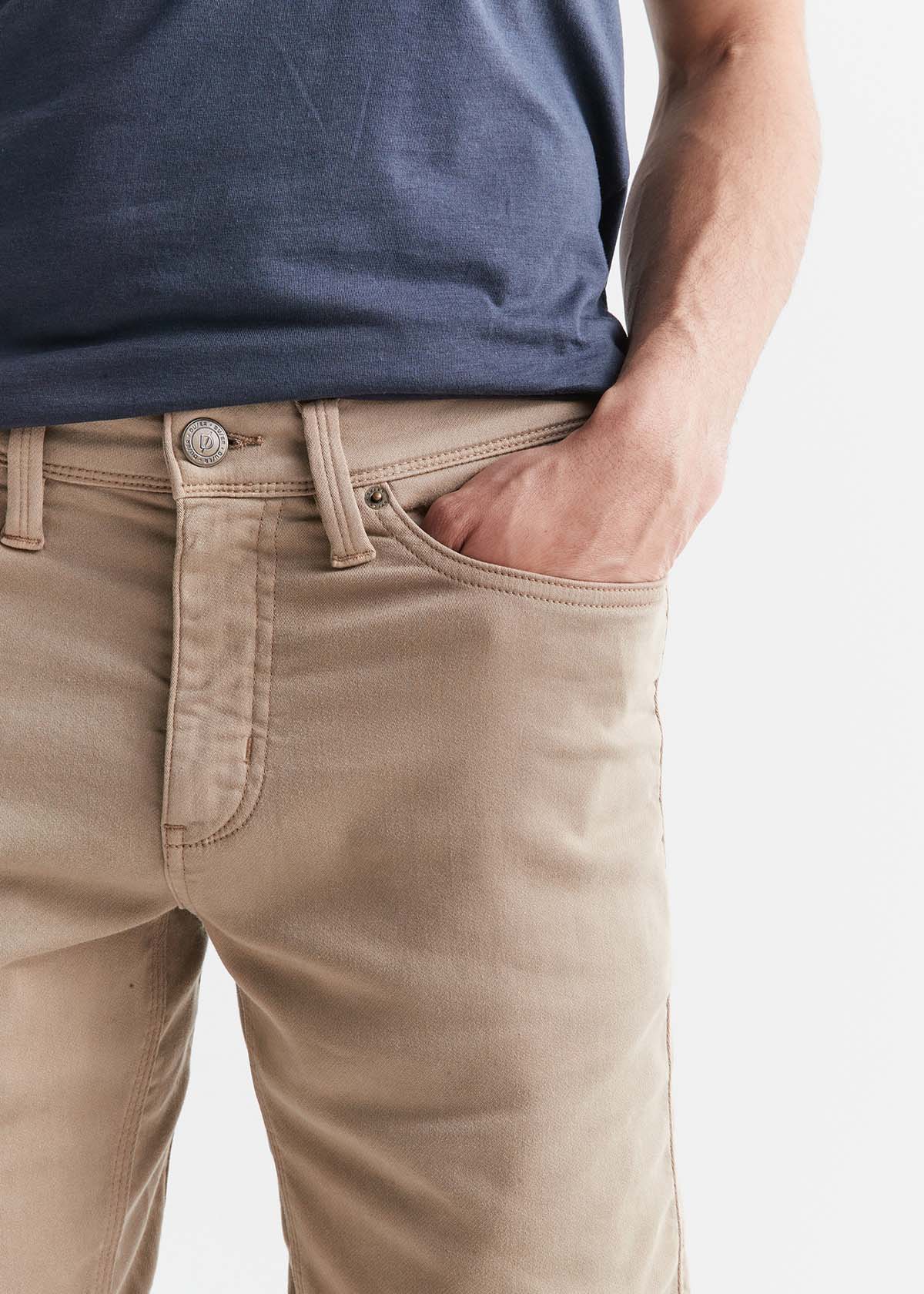 mens khaki slim fit performance short front waistband detail