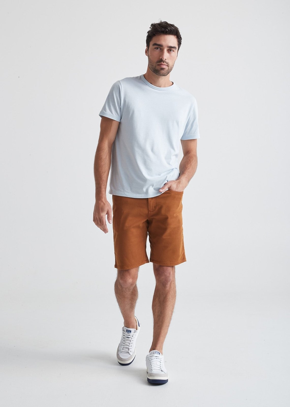 mens burnt orange slim fit performance short full body