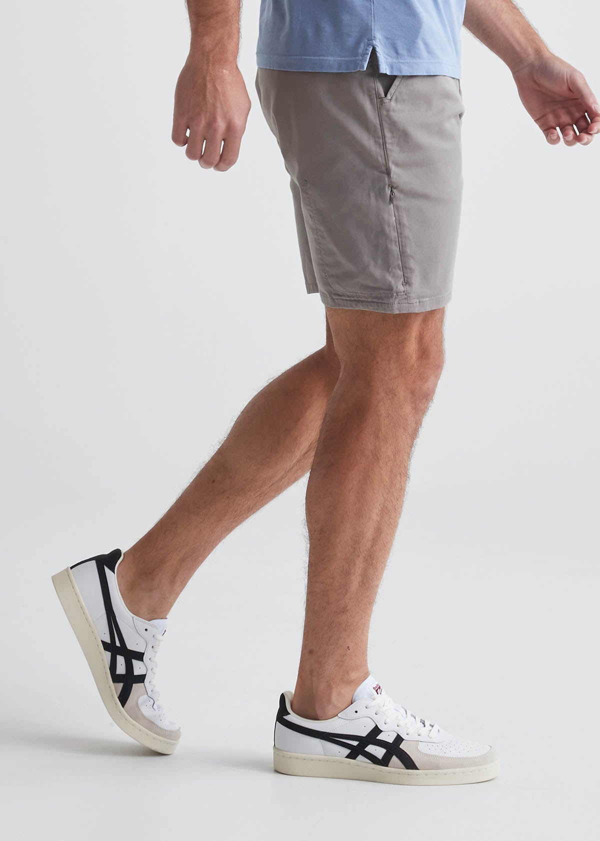 mens lightweight light grey shorts side 7" inseam