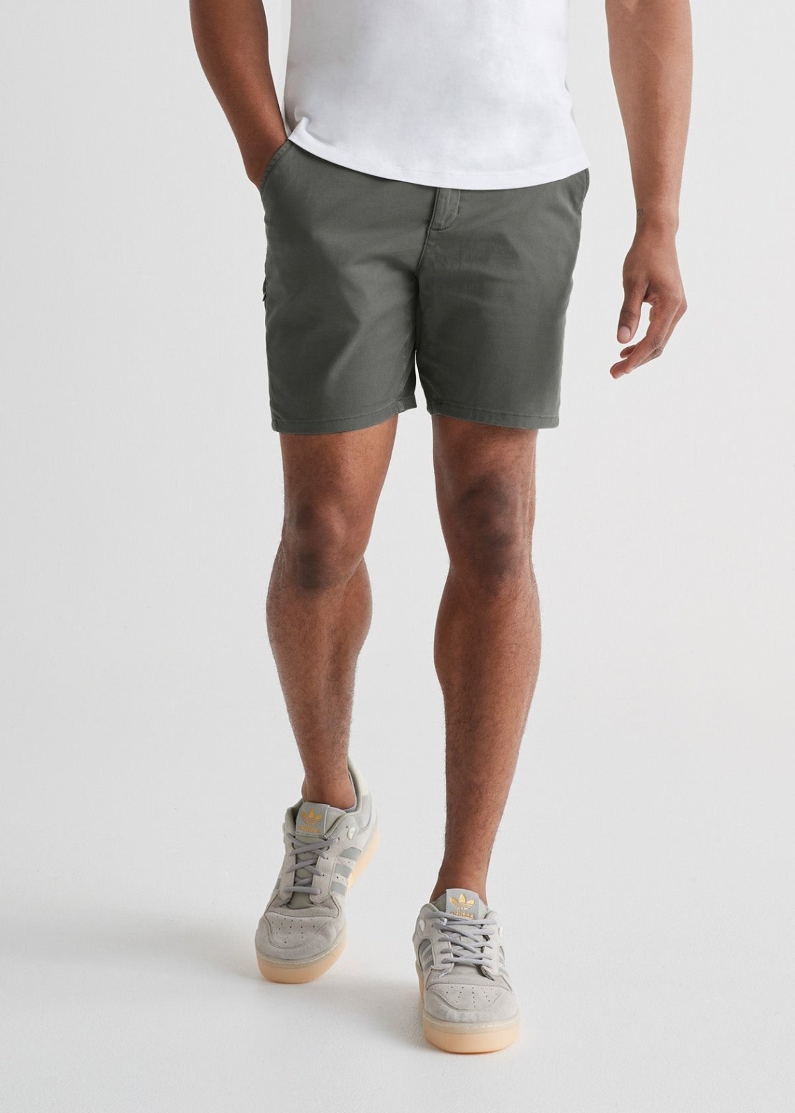 mens lightweight light green-grey shorts front
