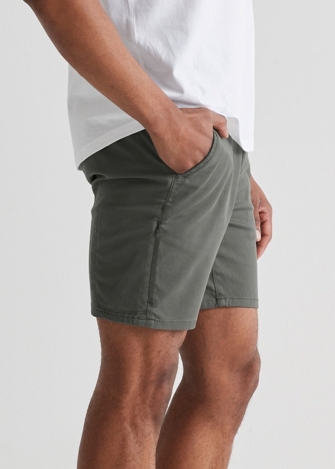 mens lightweight light green-grey shorts side