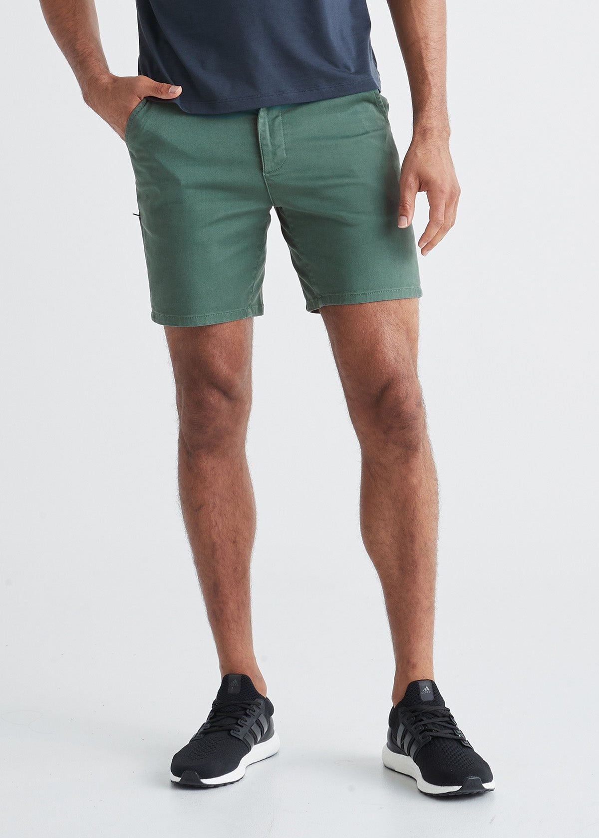 mens green lightweight shorts slim fit front