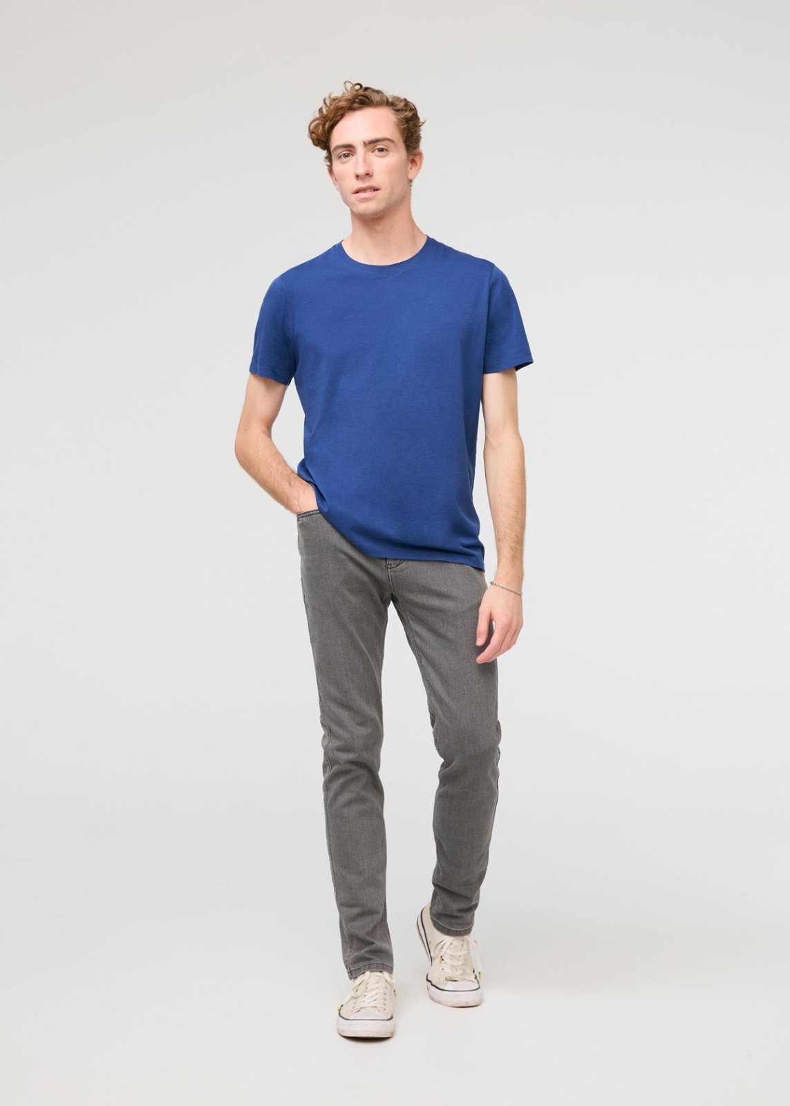 mens 100% pima cotton blue t-shirt full body