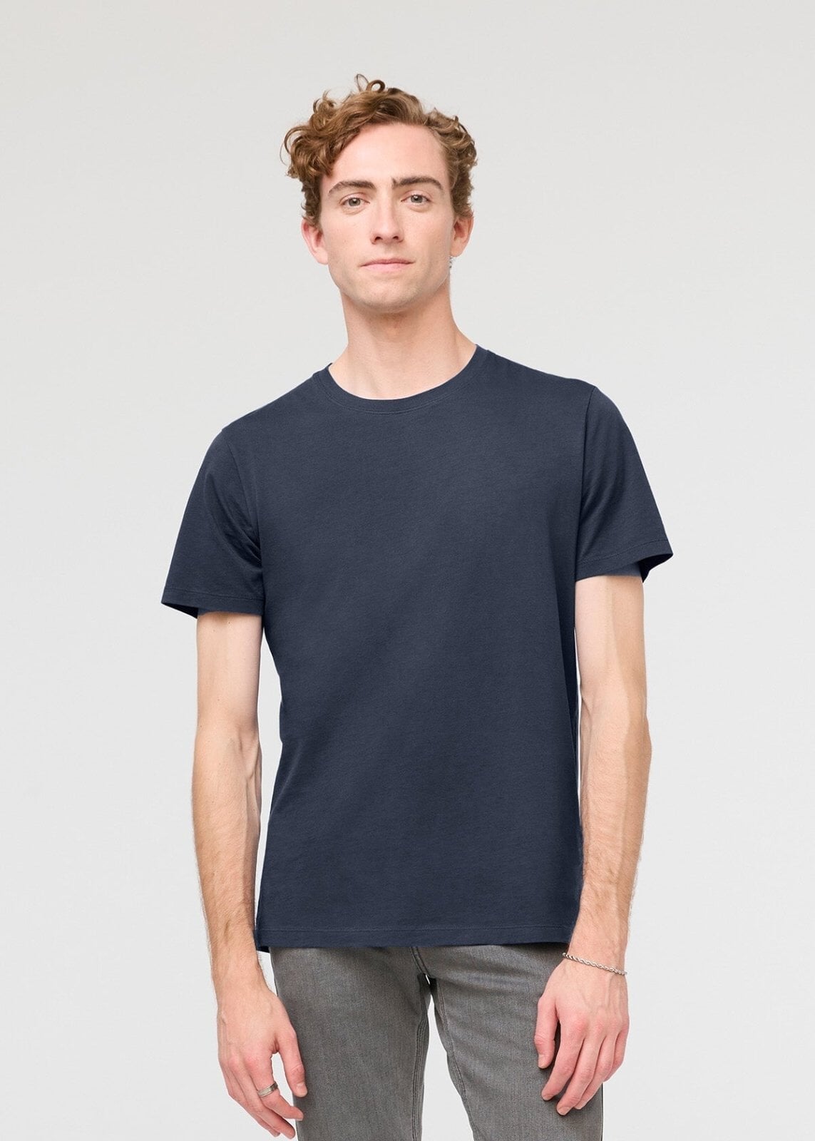 mens 100% pima cotton navy t-shirt front