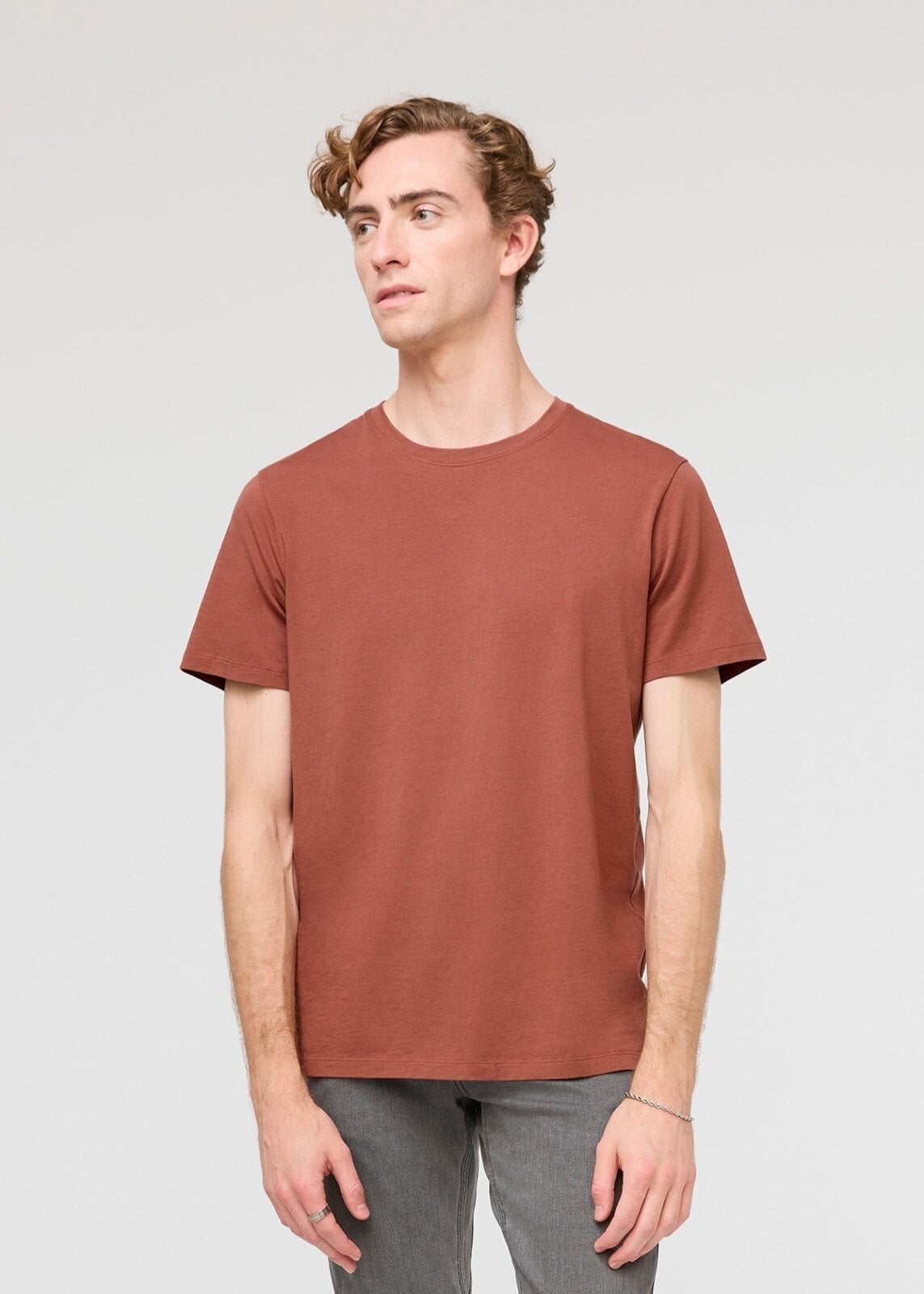mens 100% Pima cotton rust t-shirt front