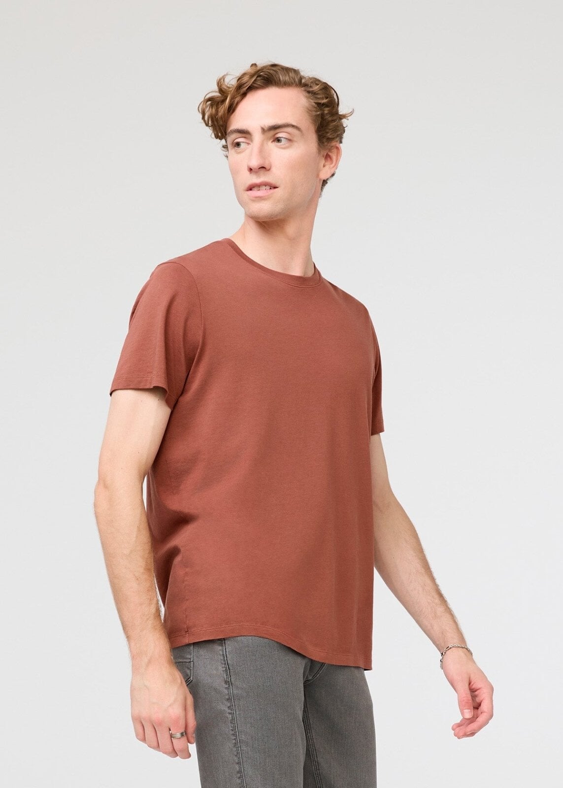 mens 100% Pima cotton rust t-shirt side