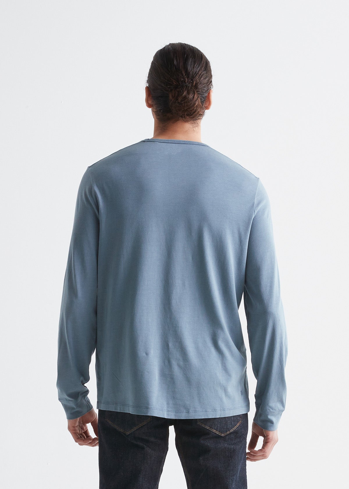 mens blue midweight long sleeve tee back