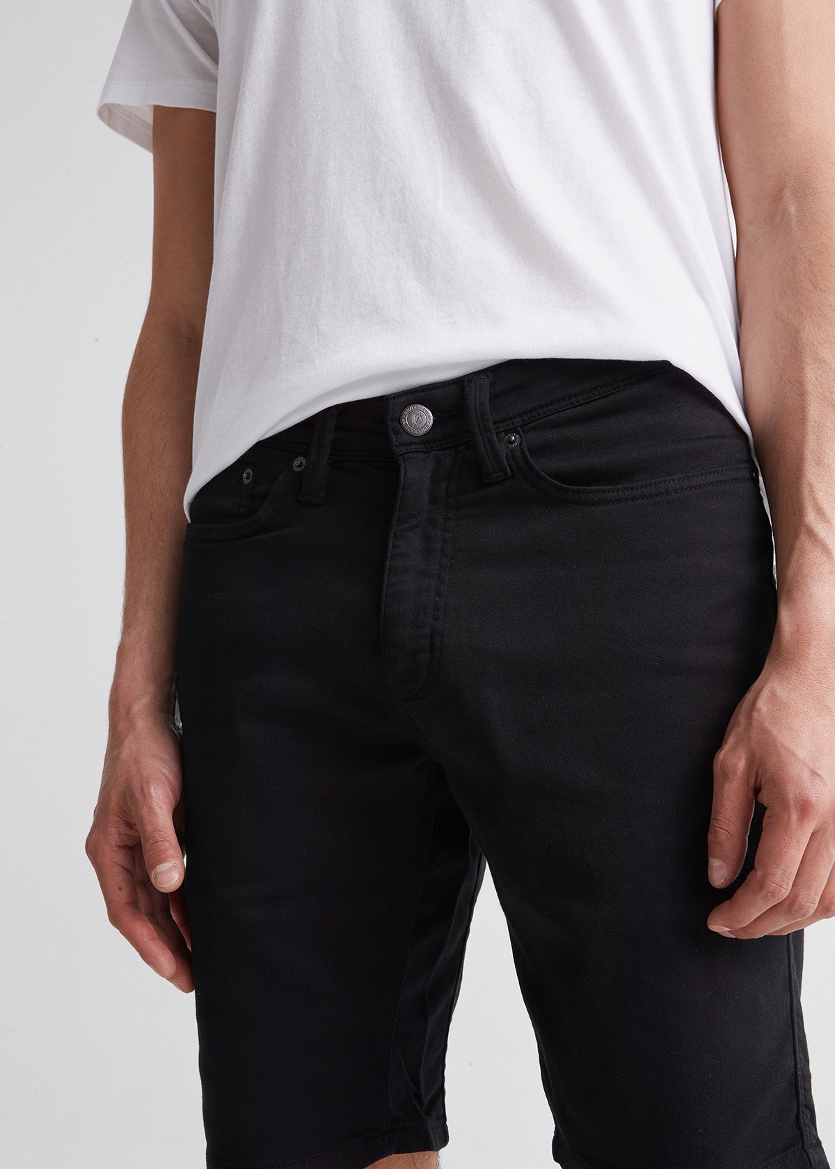 black slim fit performance short front waistband detail