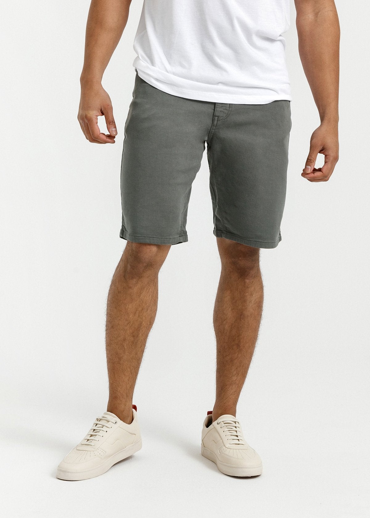 men's grey relaxed fit stretch short front