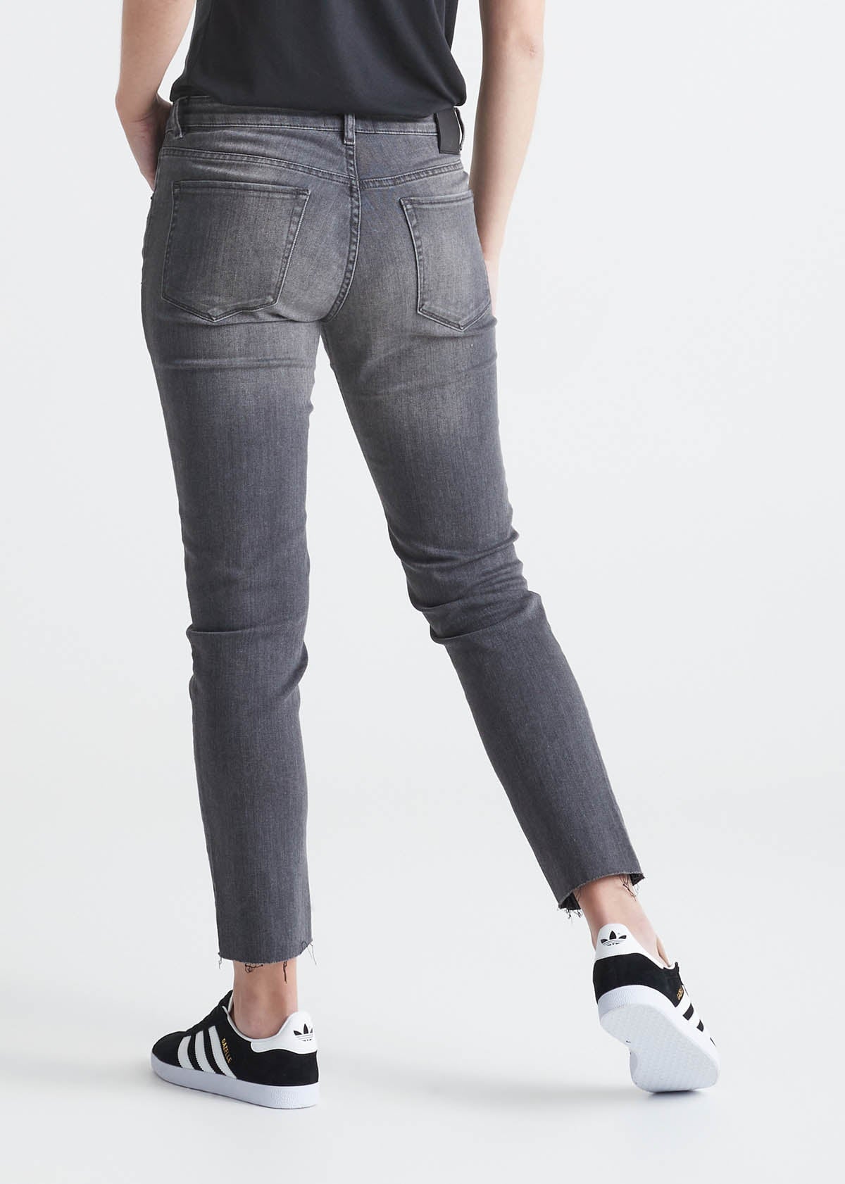 womens vintage grey relaxed fit stretch jeans back