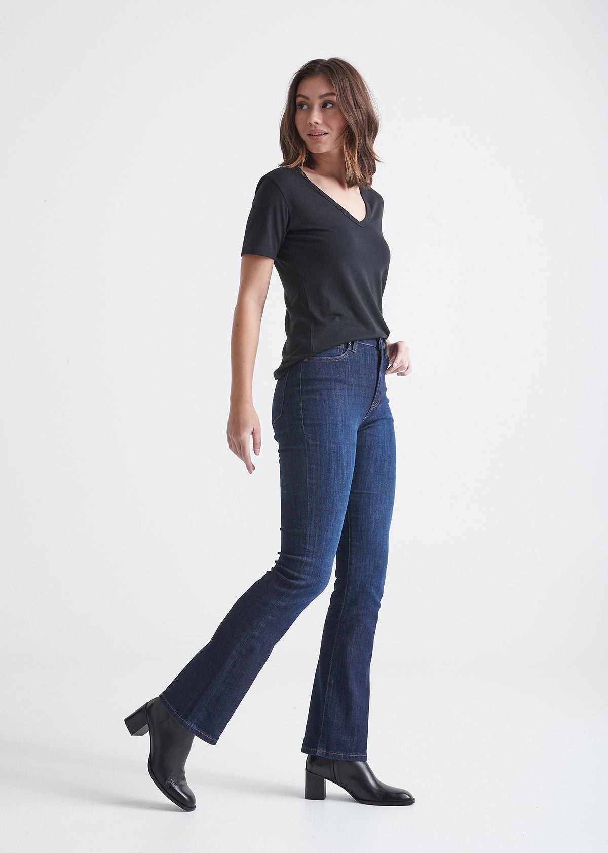 Women's Stretch Denim High Rise Dark Wash Bootcut Jean