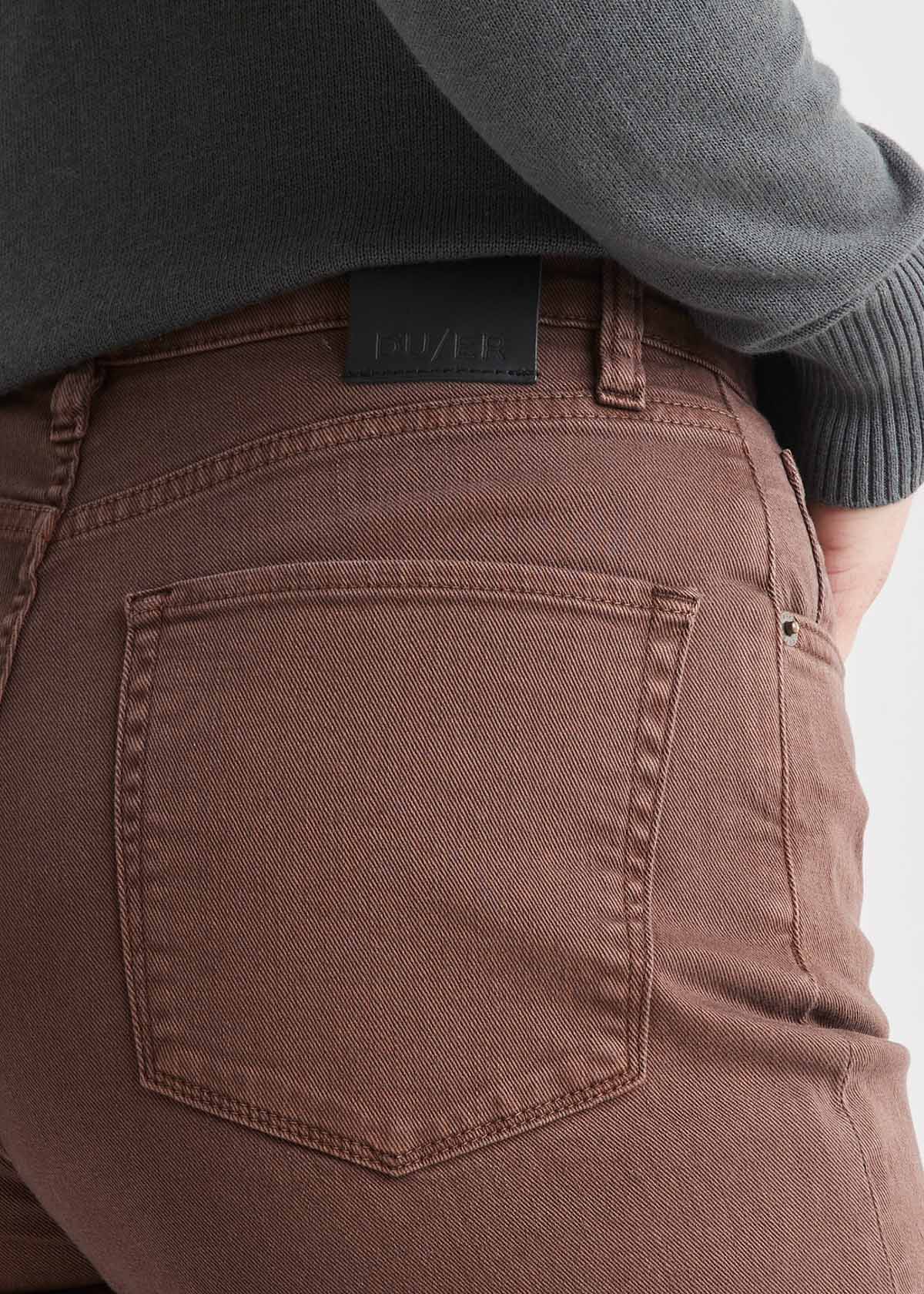 womens brown coloured high rise 90s jean back waistband detail