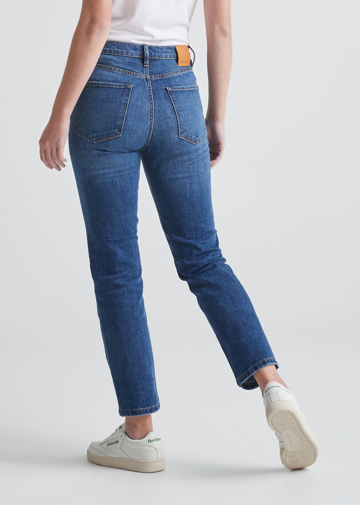 Women's Medium Blue High Rise Straight Stretch Jeans