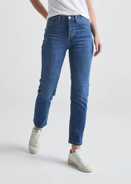 Women's Medium Blue High Rise Straight Stretch Jeans