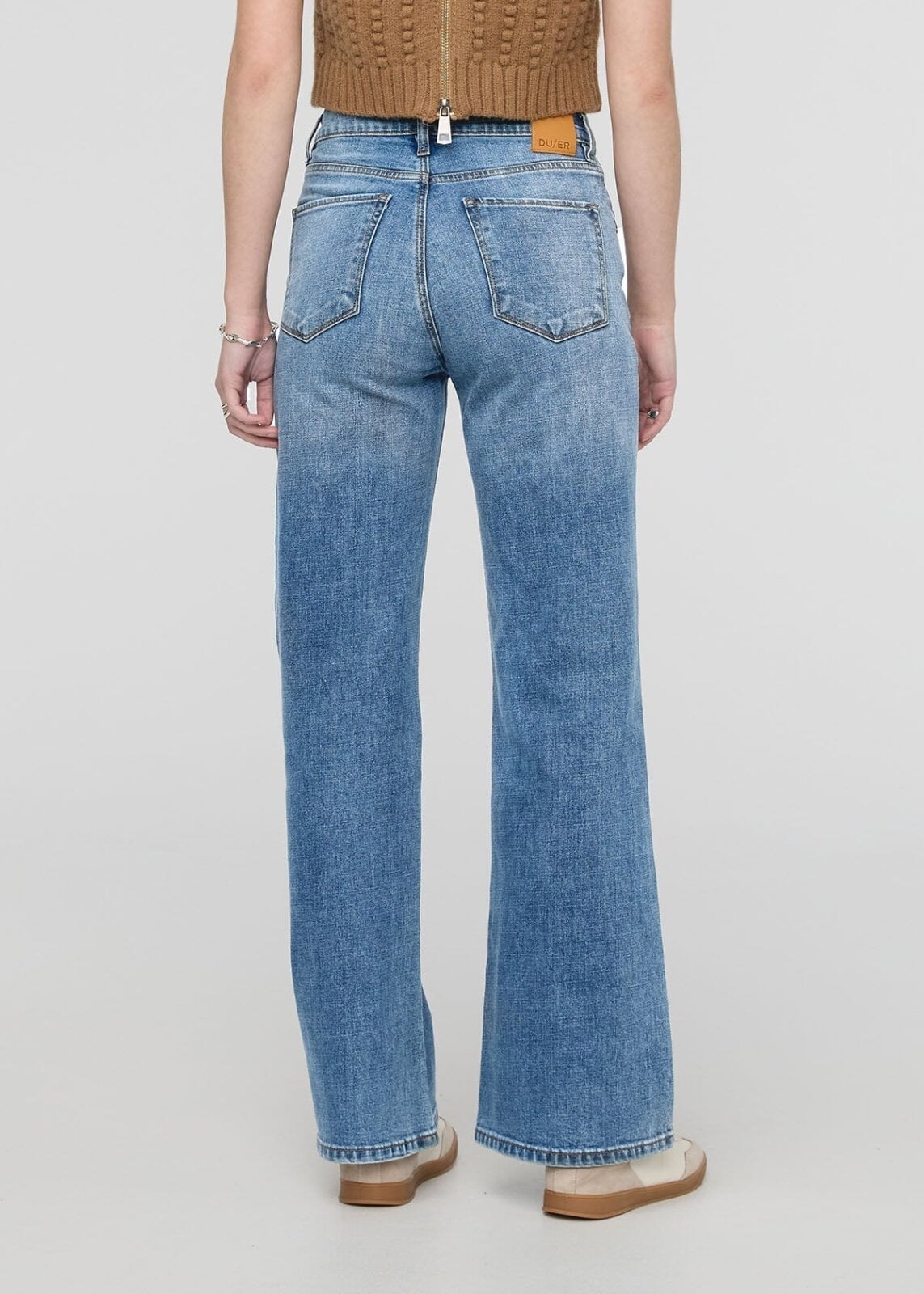 womens high rise wide leg blue jeans back