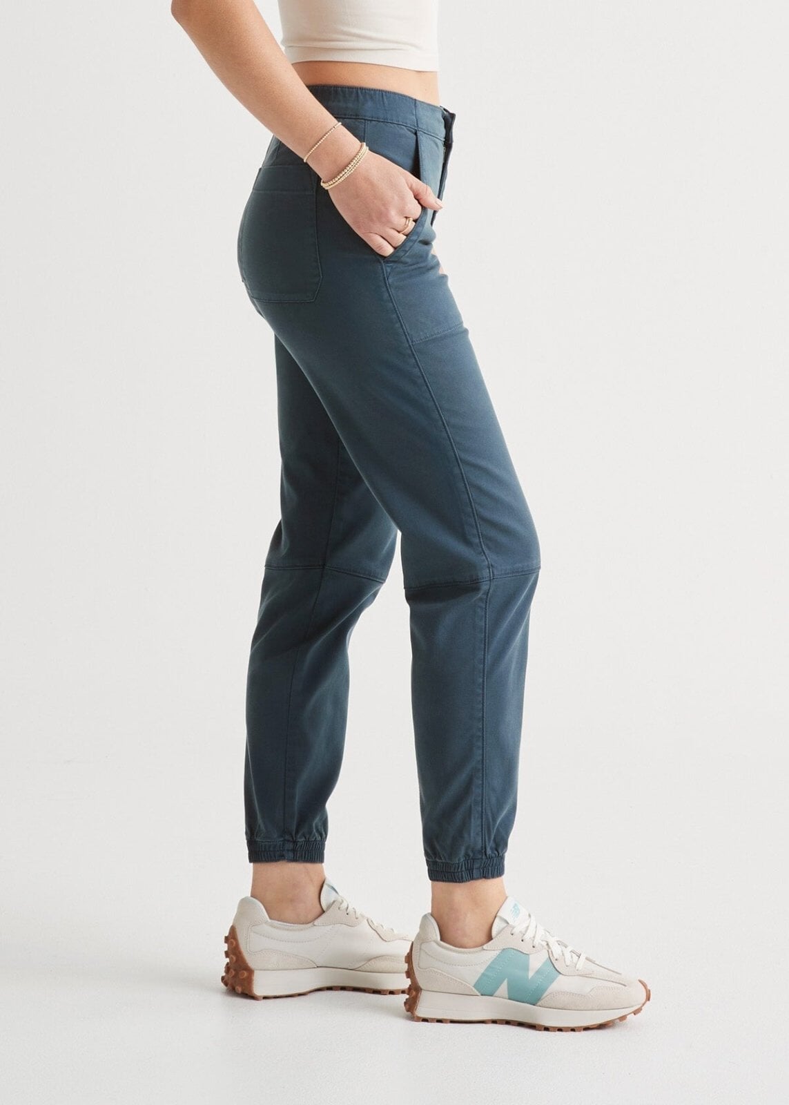 womens high rise blue athletic jogger side
