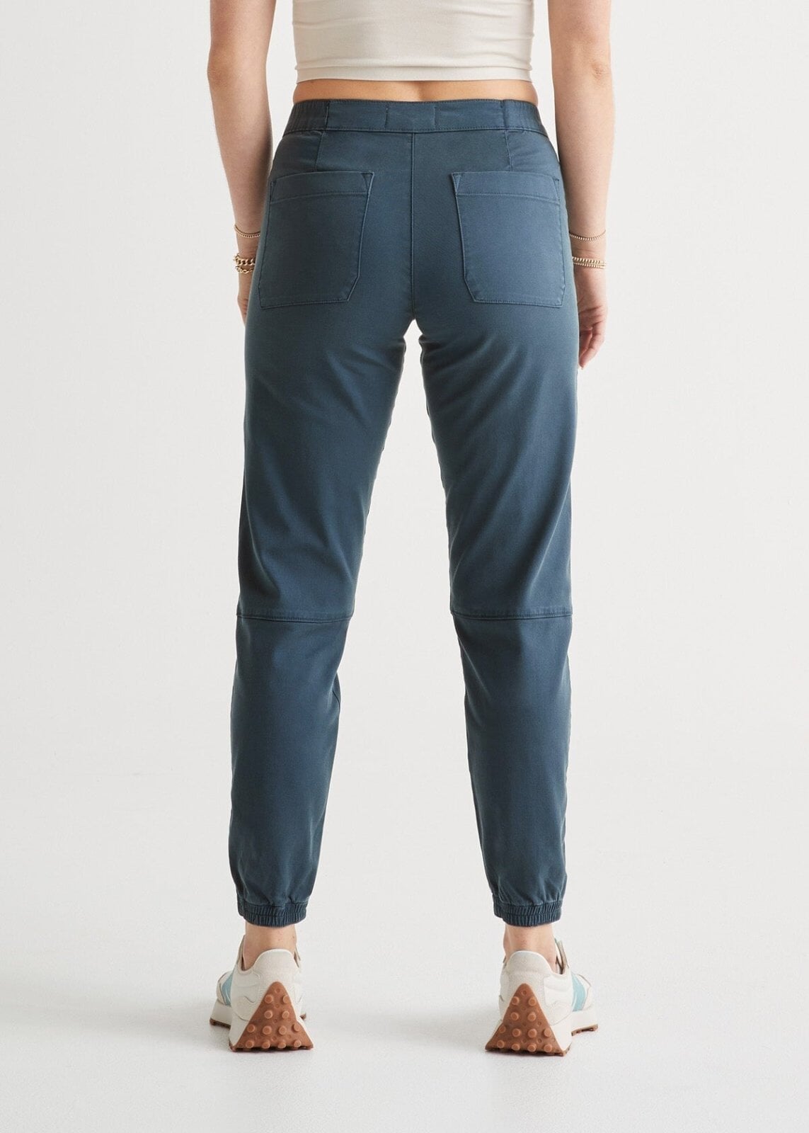 womens high rise blue athletic jogger back