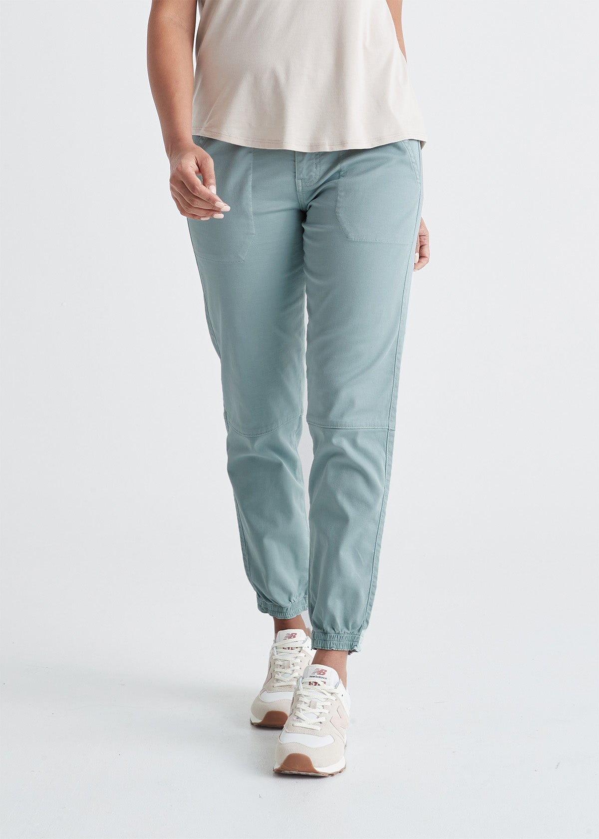 womens high rise light blue athletic jogger front