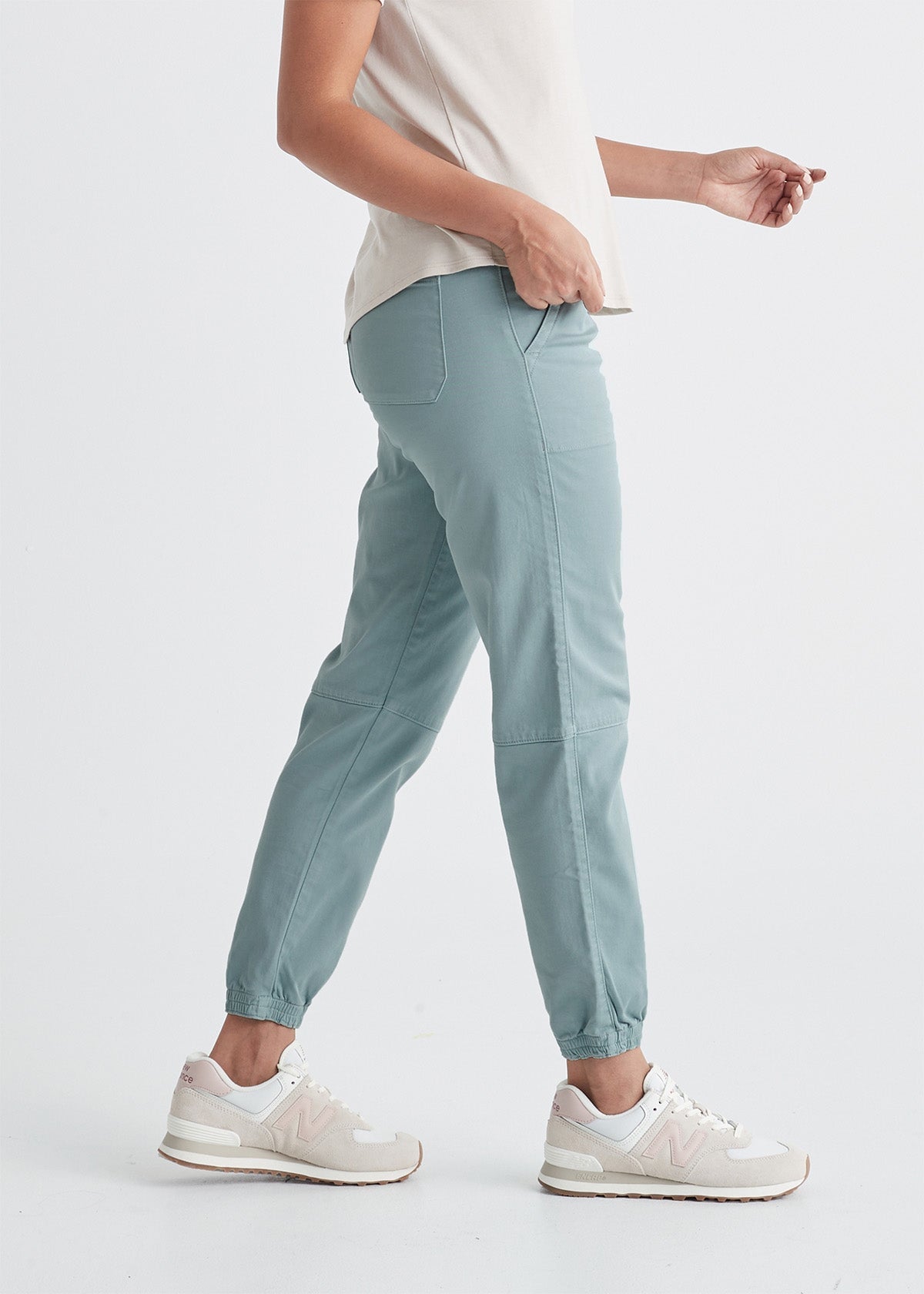 womens high rise light blue athletic jogger side