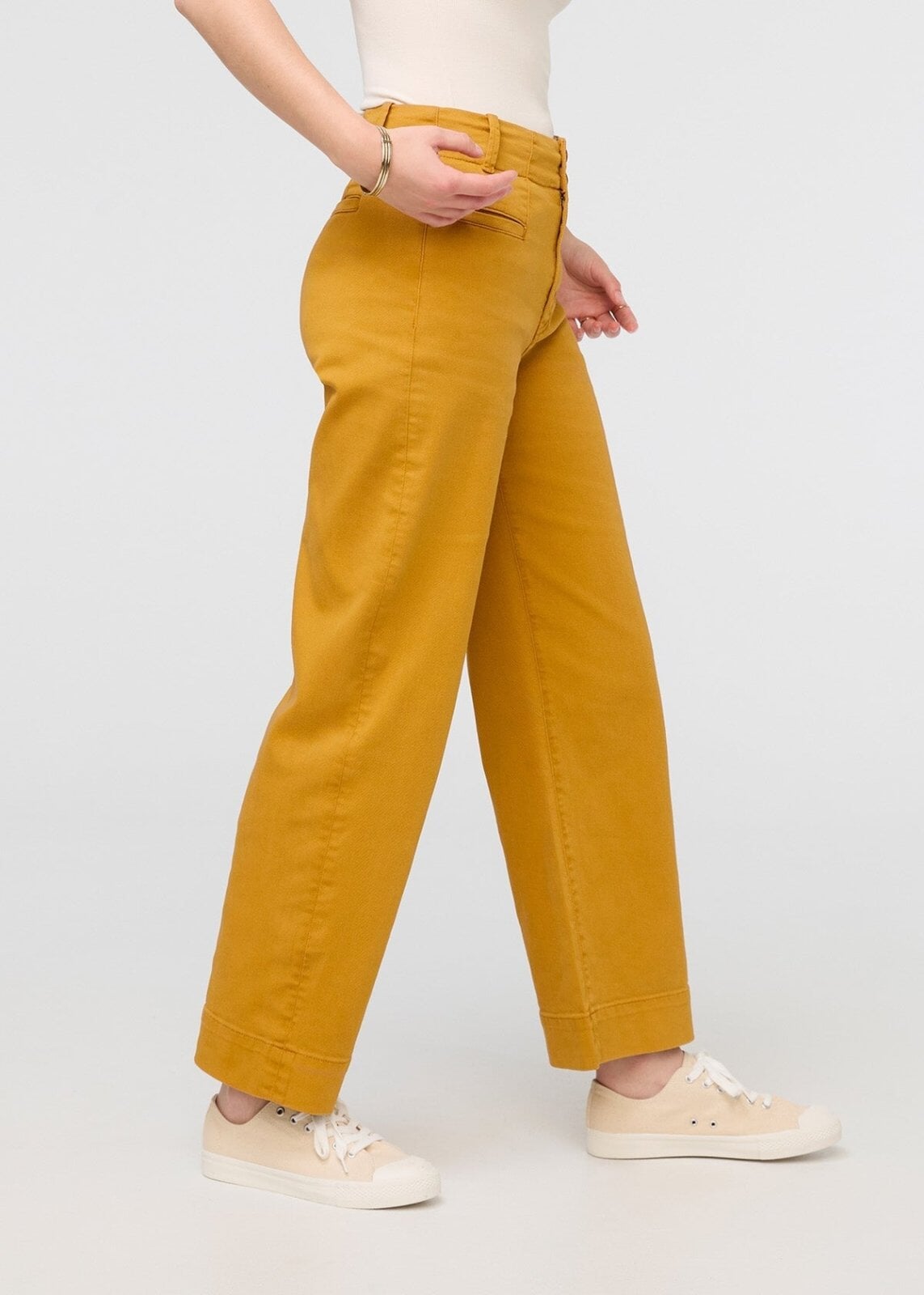womens yellow high rise trouser side