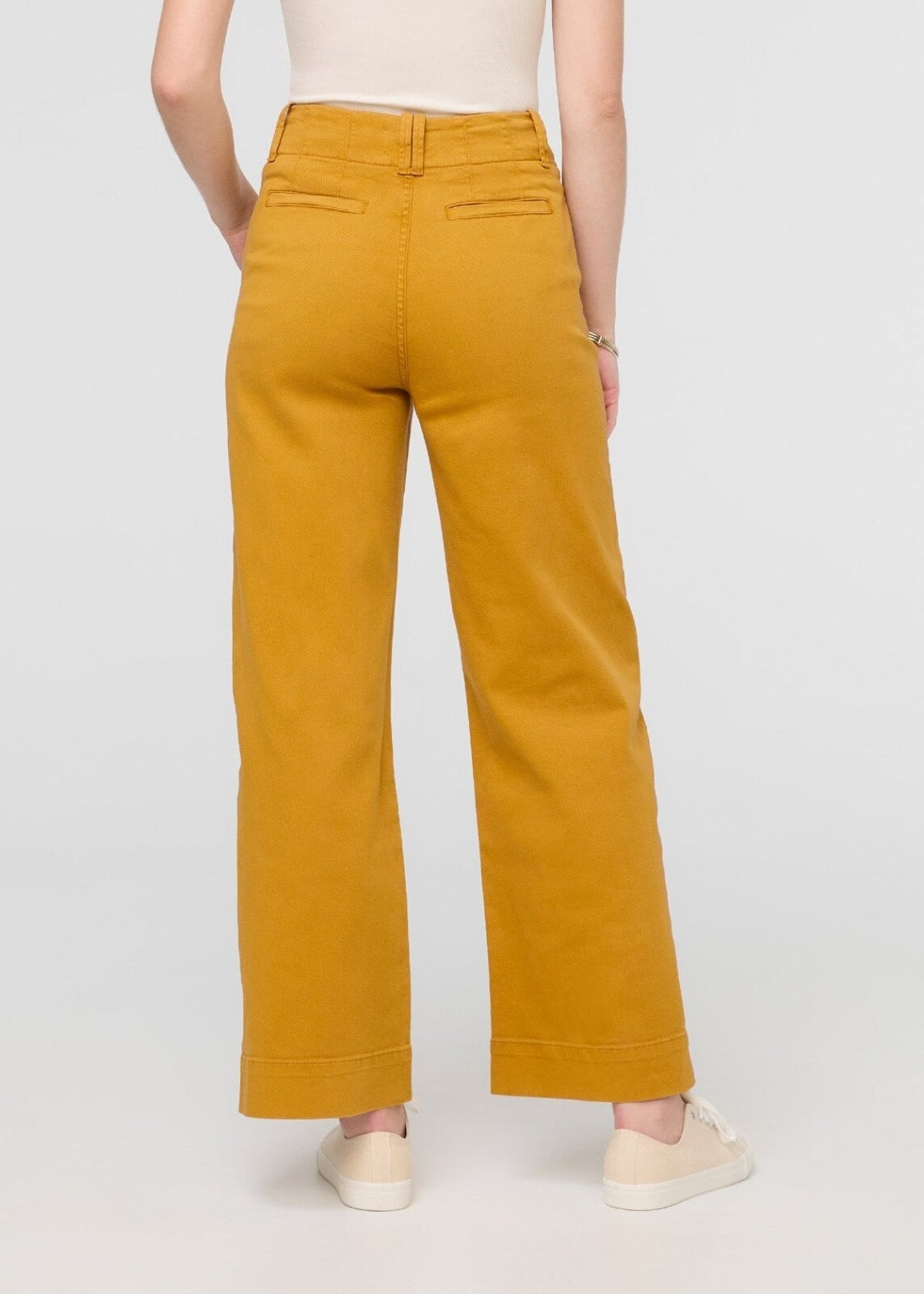womens yellow high rise trouser back