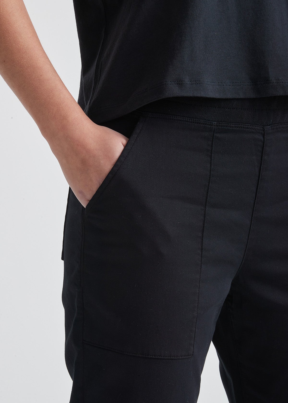 Women's Black Crop Sweatpant Pocket Detail