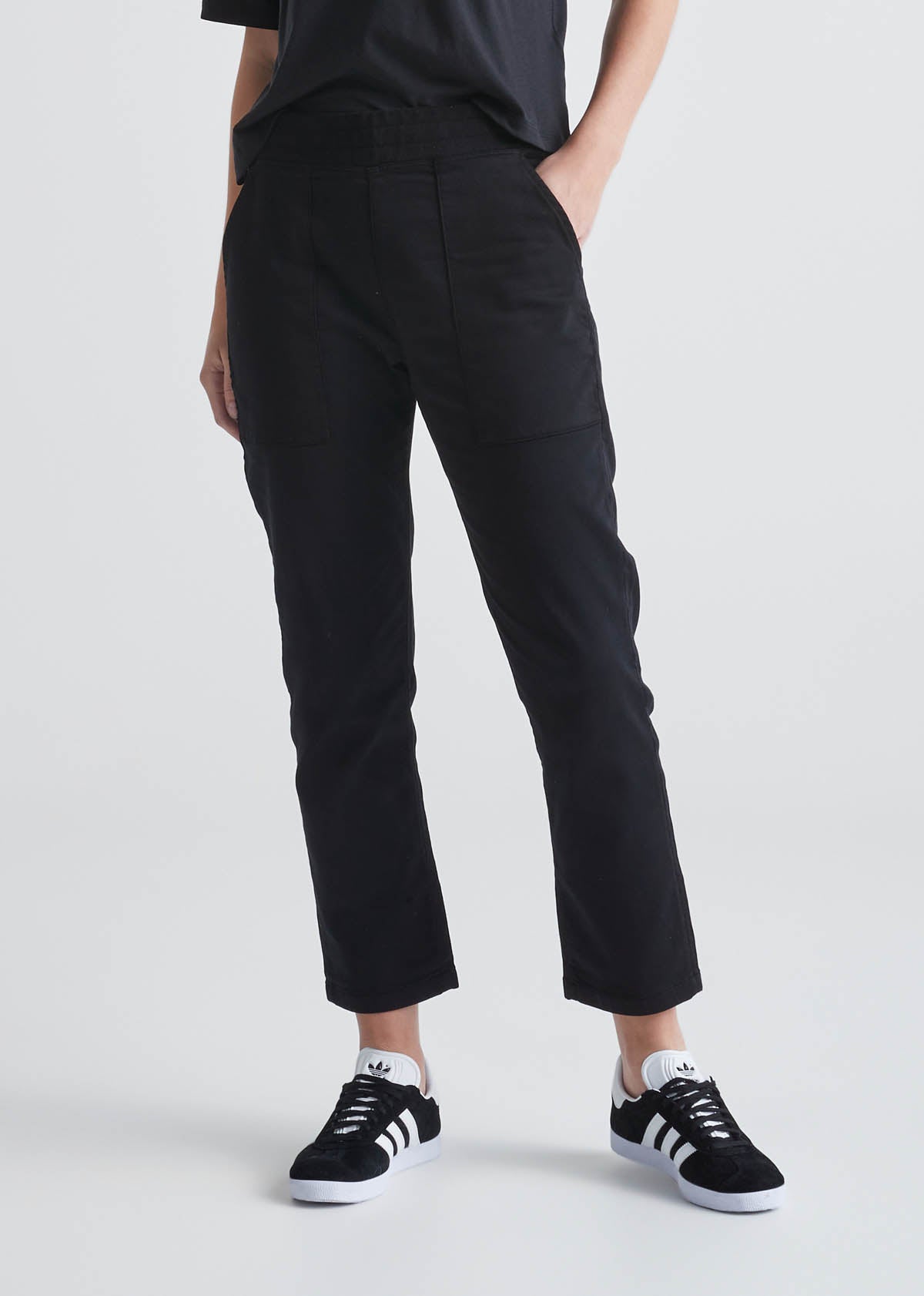 Women's Black Crop Sweatpant Front