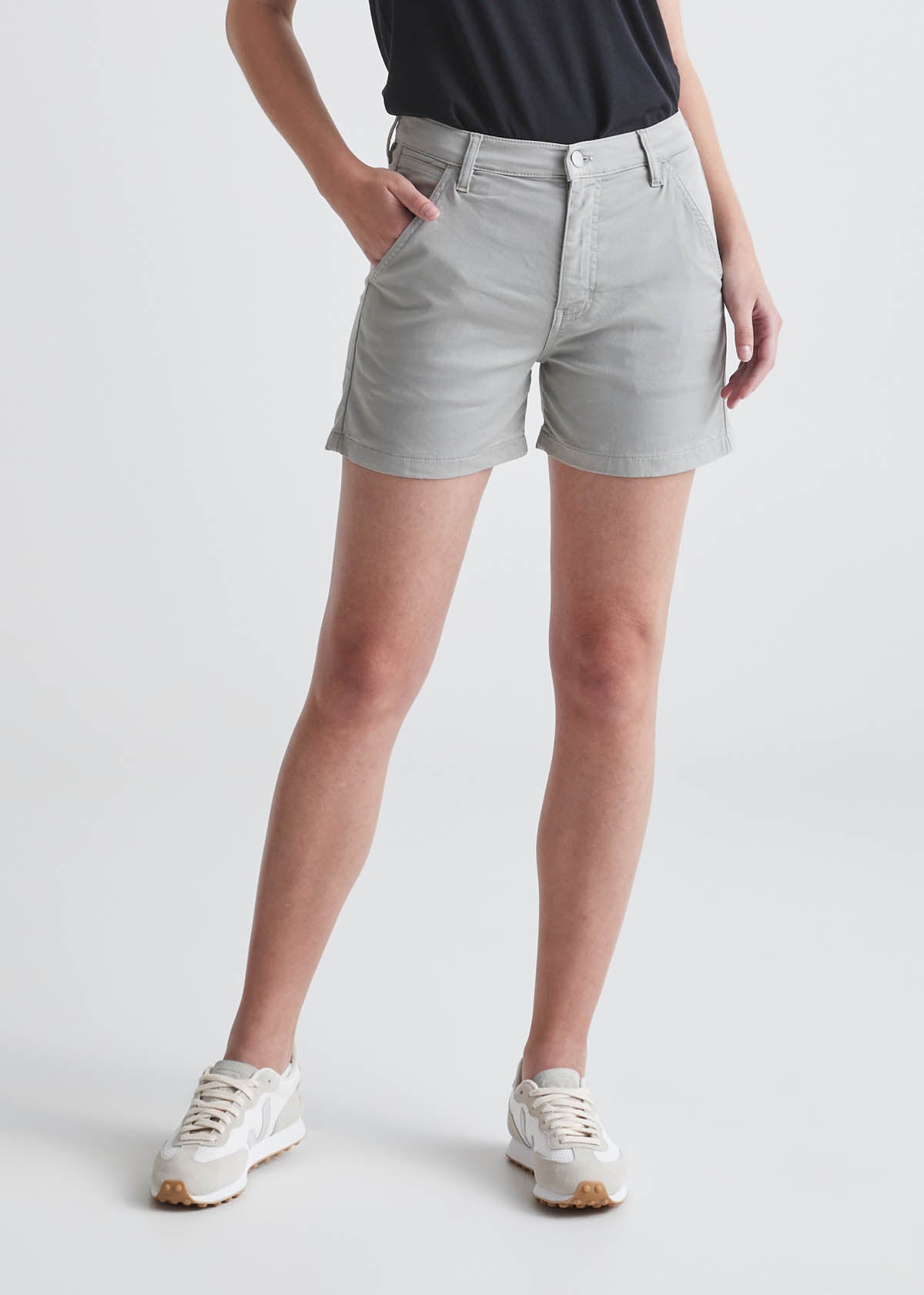 womens light green stretch utility short front
