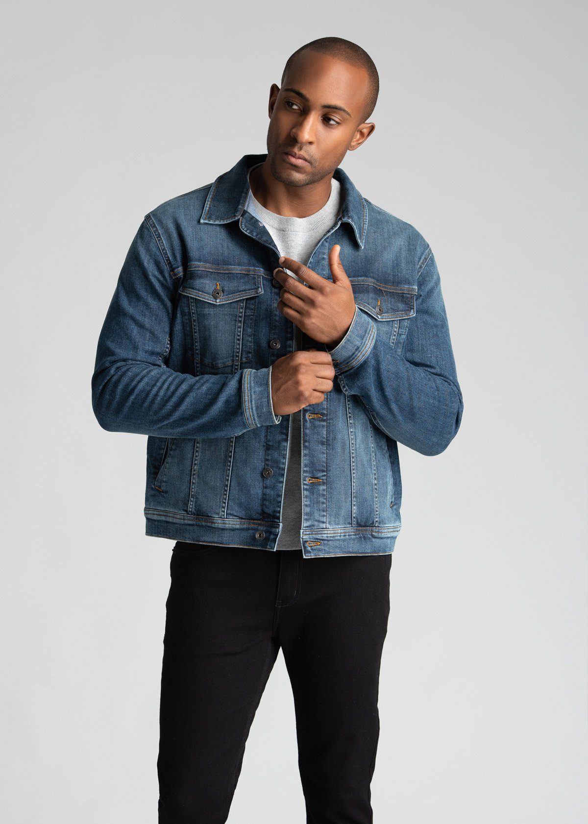 Men's Blue Water Resistant Stretch Denim Jacket